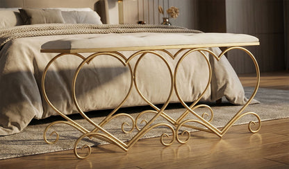 Bankje Heart Crema 105×37,5×51,5 cm