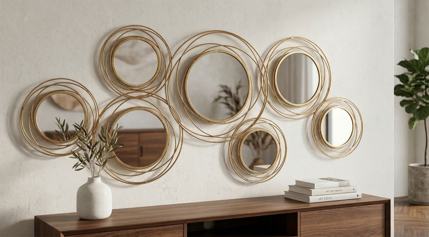 Wanddecoratie Mirrors Gold Round 124,5×4×53,5 cm