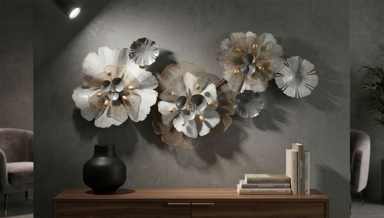 Wanddecoratie Flowery 119×8×60 cm