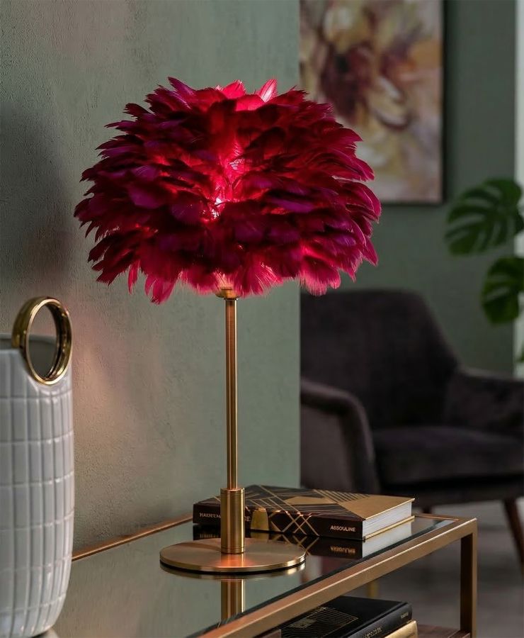 Tafel Lampball Feather Bordeaux Ø 30×50 cm