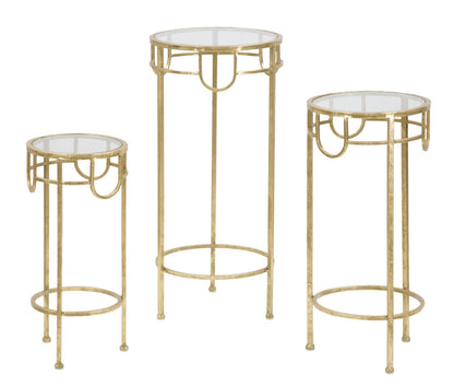 Tv-meubel Tv Holder Gold Set Of 3 Pcs Ø 33×70 cm