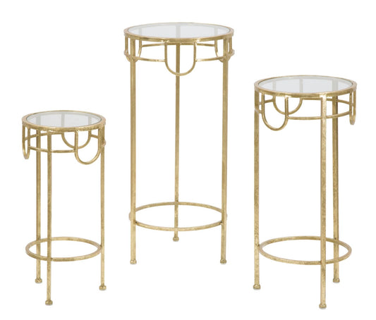 Tv-meubel Tv Holder Gold Set Of 3 Pcs Ø 33×70 cm