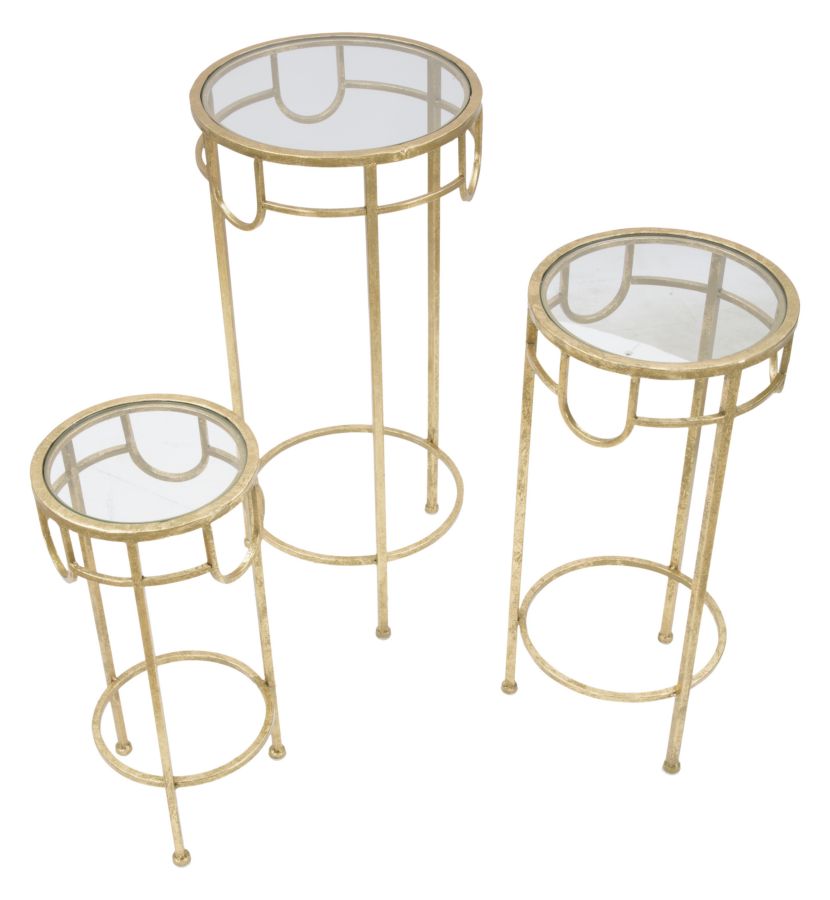Tv-meubel Tv Holder Gold Set Of 3 Pcs Ø 33×70 cm
