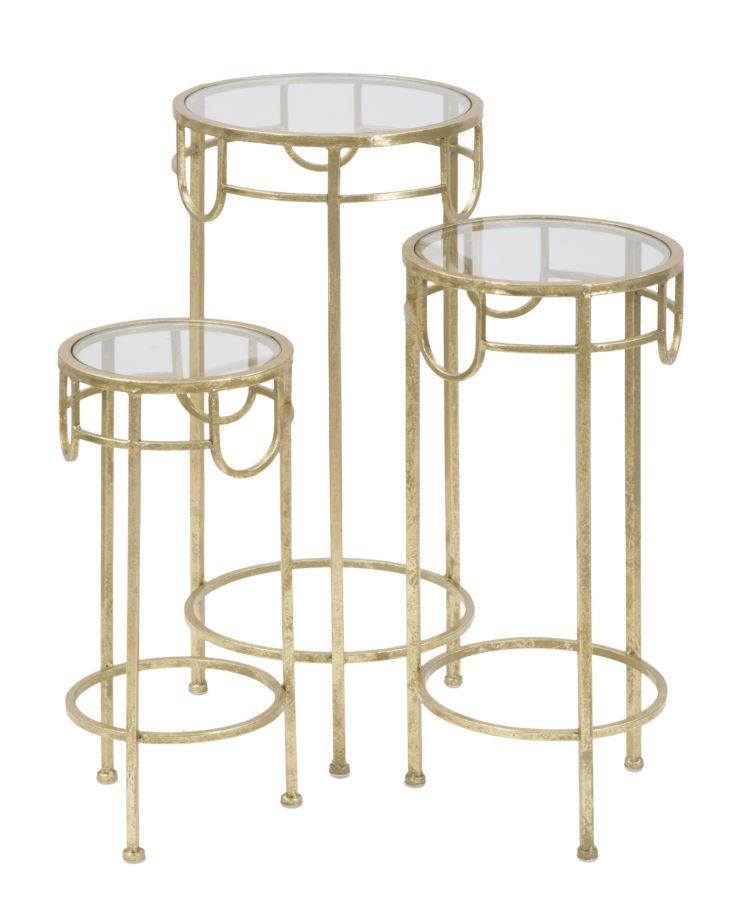 Tv-meubel Tv Holder Gold Set Of 3 Pcs Ø 33×70 cm
