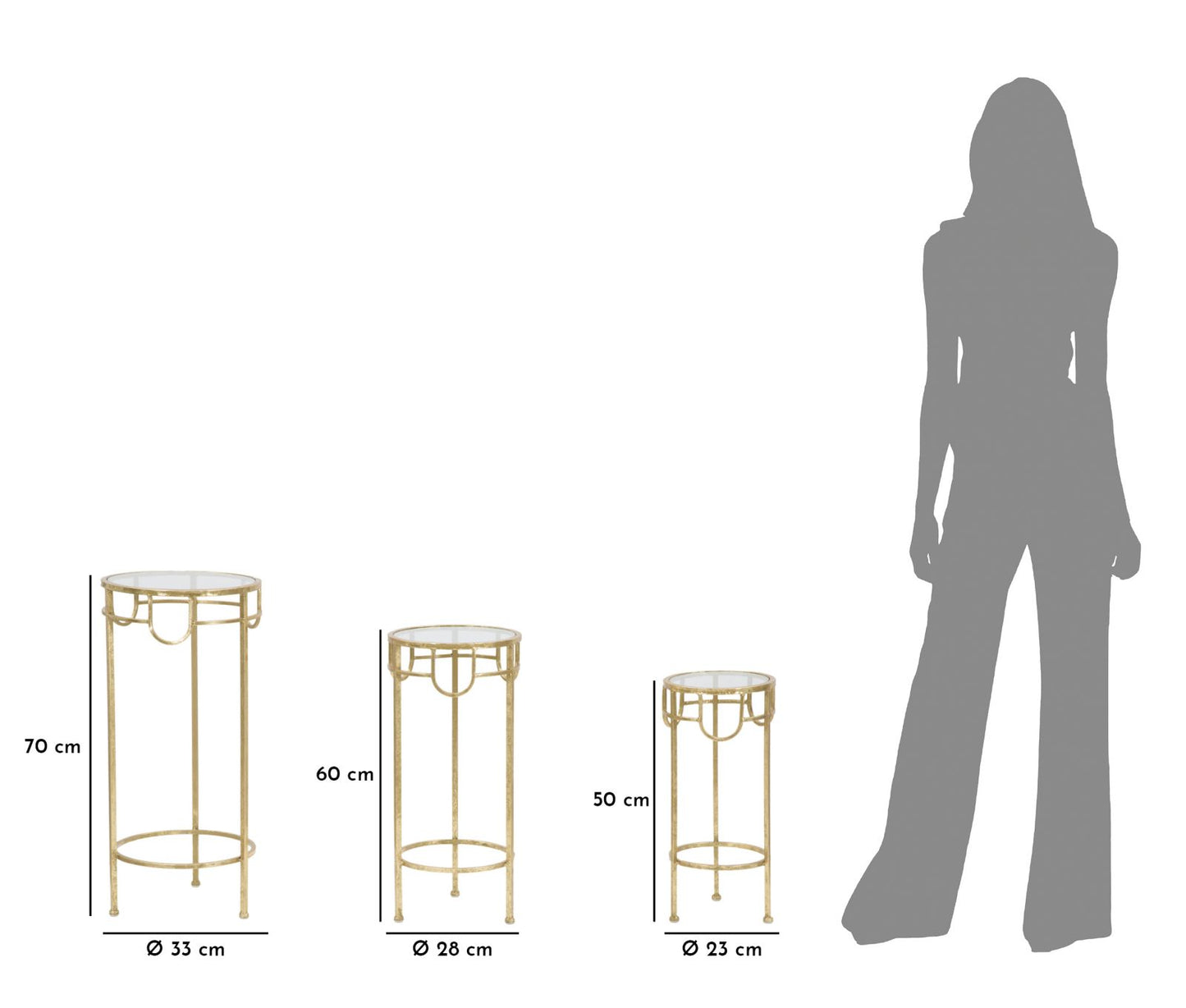 Tv-meubel Tv Holder Gold Set Of 3 Pcs Ø 33×70 cm