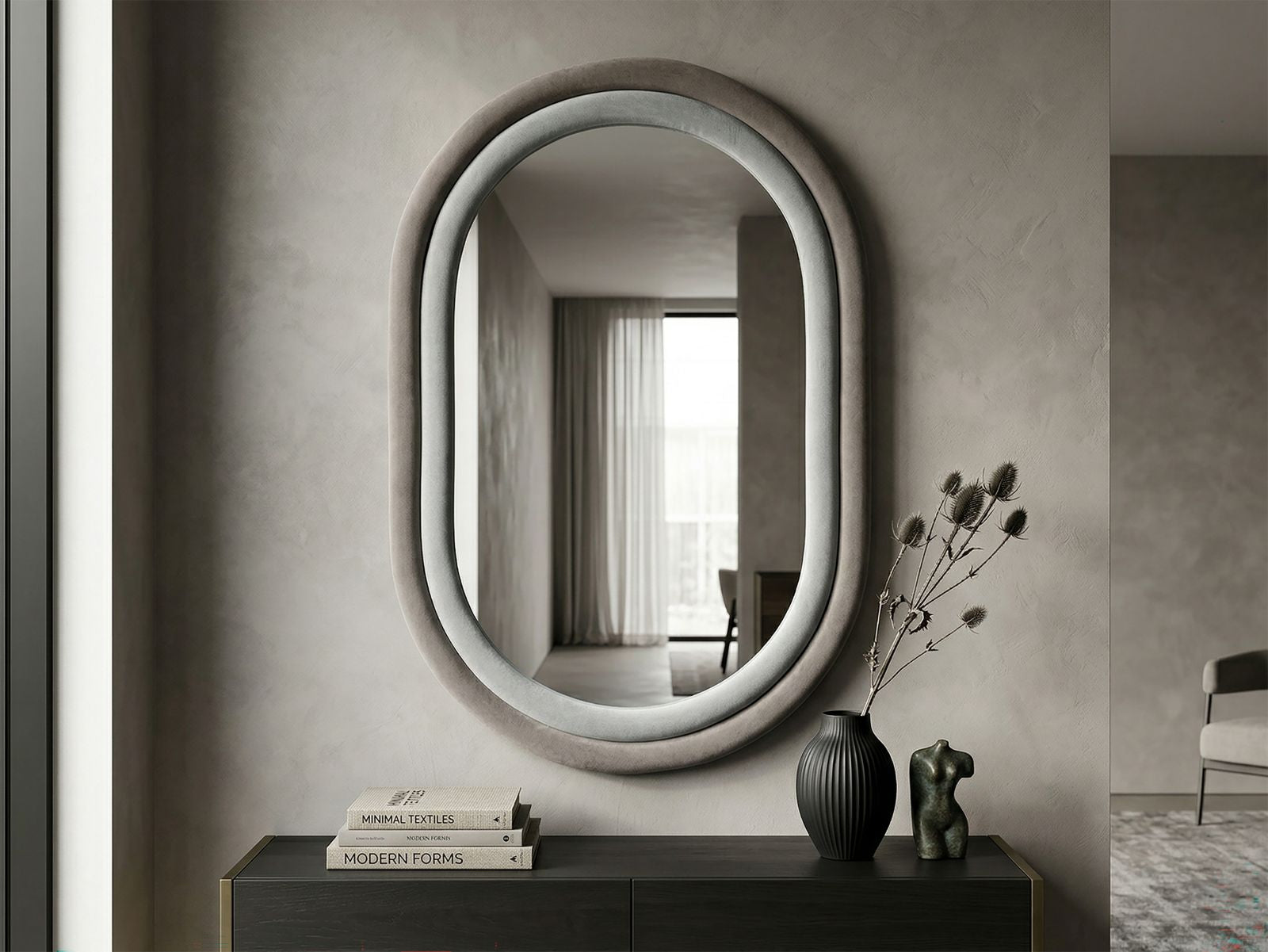 Spiegel Antony Grey Velvet 60×4×90 cm