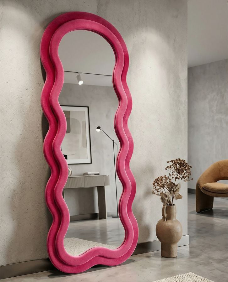 Spiegel Miki Wall Mirror Velvet Fuchsia 60×4×160 cm