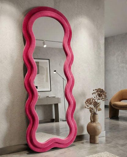 Spiegel Miki Wall Mirror Velvet Fuchsia 60×4×160 cm