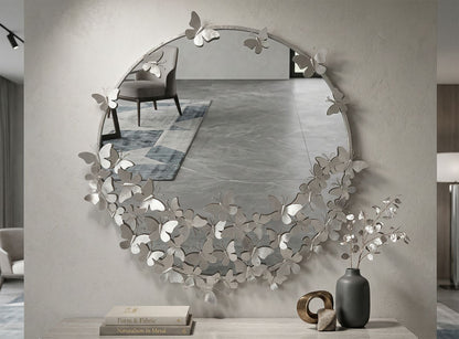 Spiegel Butterfly Round Silver Ø 91×3×94 cm