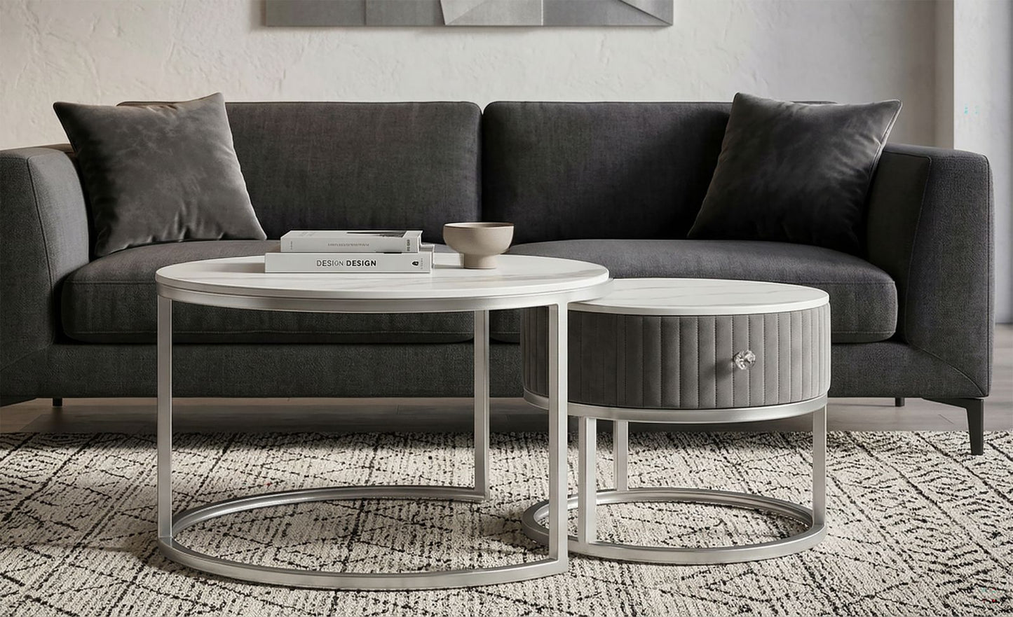 Salontafel Coffee Tables Greys Set 2 Pcs Ø 70×45 cm