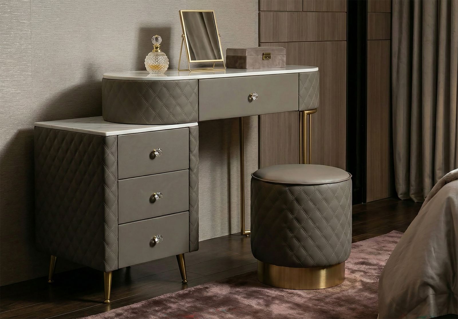 Bureau met kruk Bed Desk Sharon Grey With Stool 120×40×75 cm