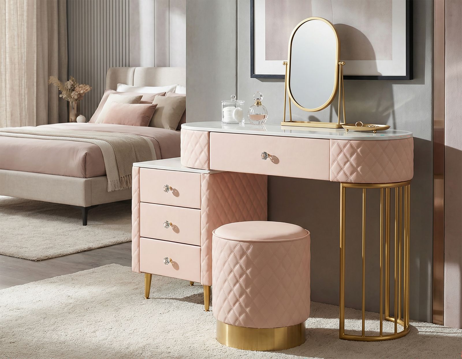 Bureau met kruk Bed Desk Sharon Pink With Stool 120×40×75 cm