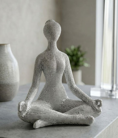 Decoratie Yoga Woman Silver 20,5×15,5×23 cm