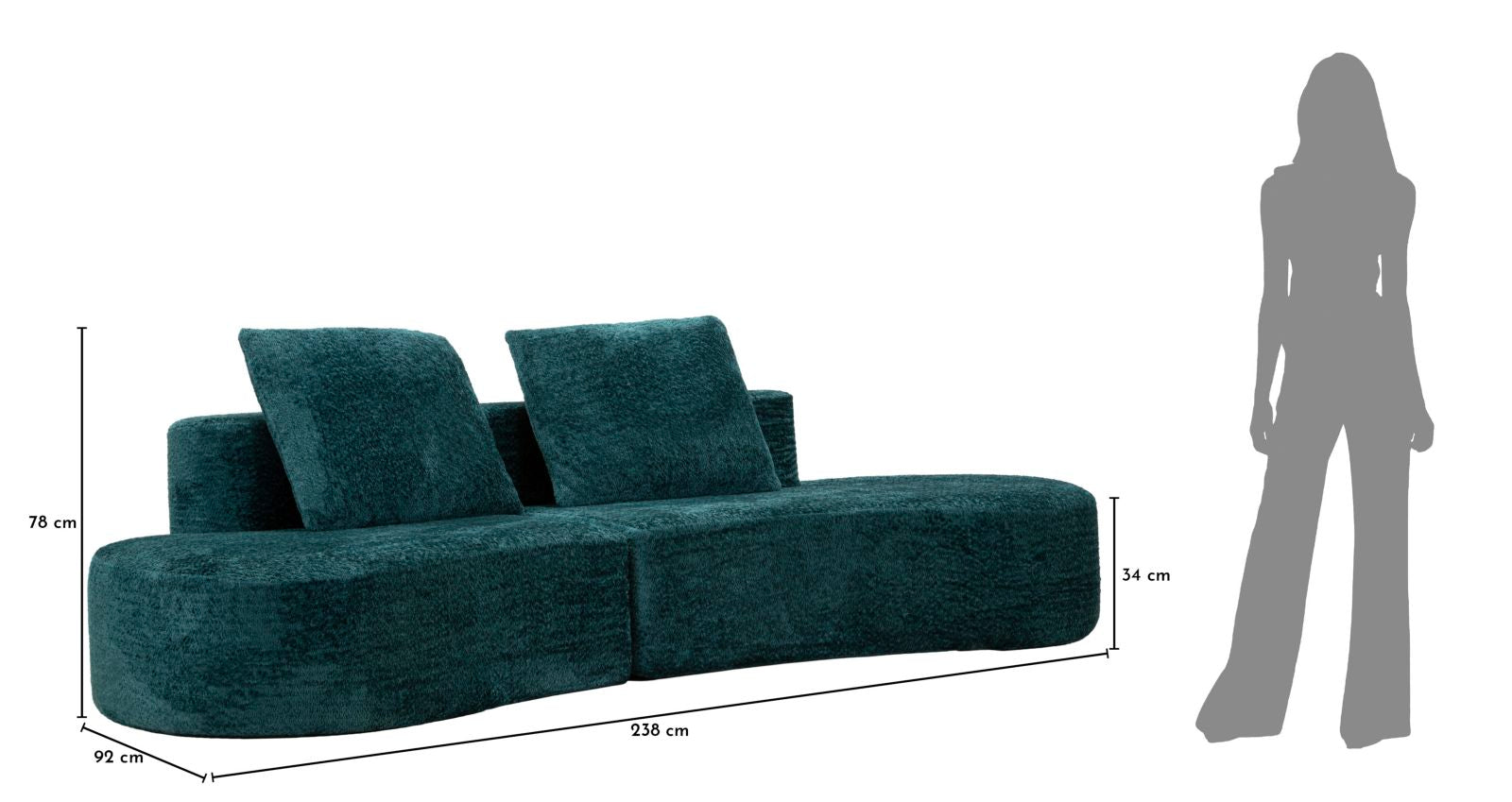 Slaapbank Island Sofa' Teal 238×92×78 cm