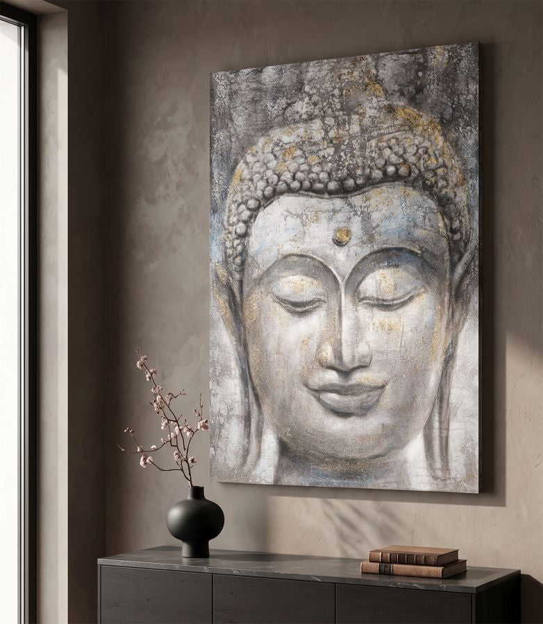 Schilderij Handmade Wall Painting Face Buddha Light -a- 80×3×120 cm
