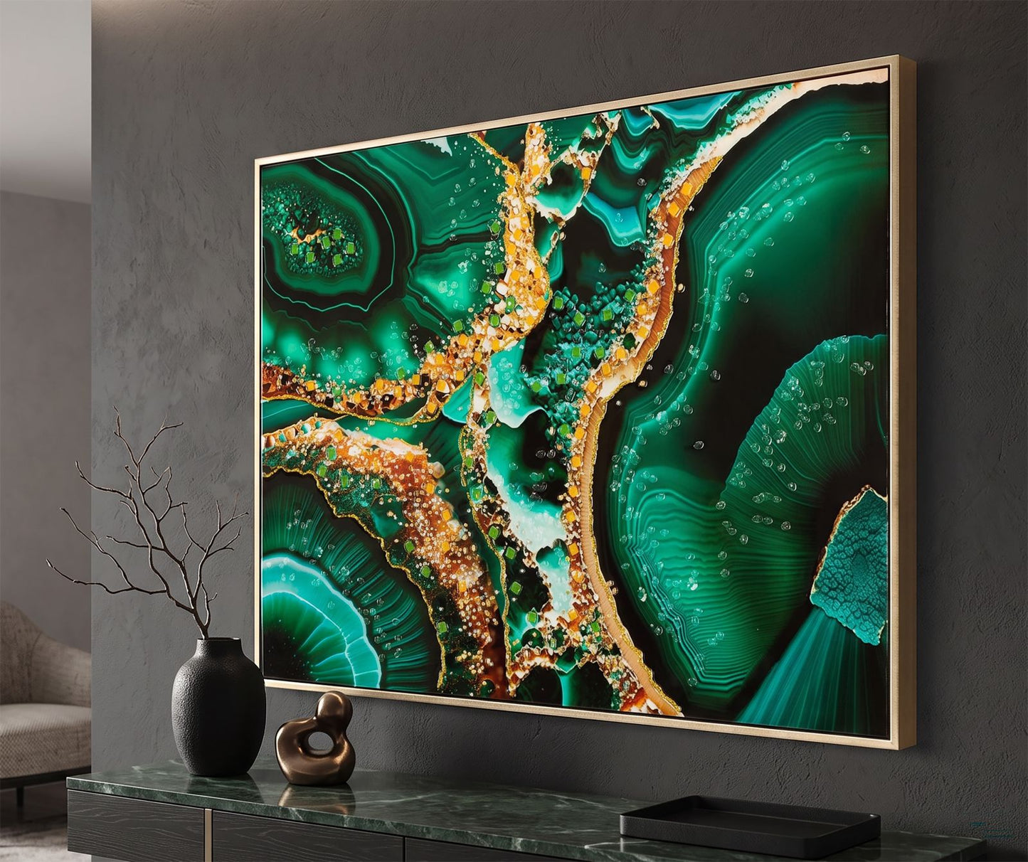 Schilderij Laquared Wall Panting With Frame Smeraldy -b- 82×4×62 cm