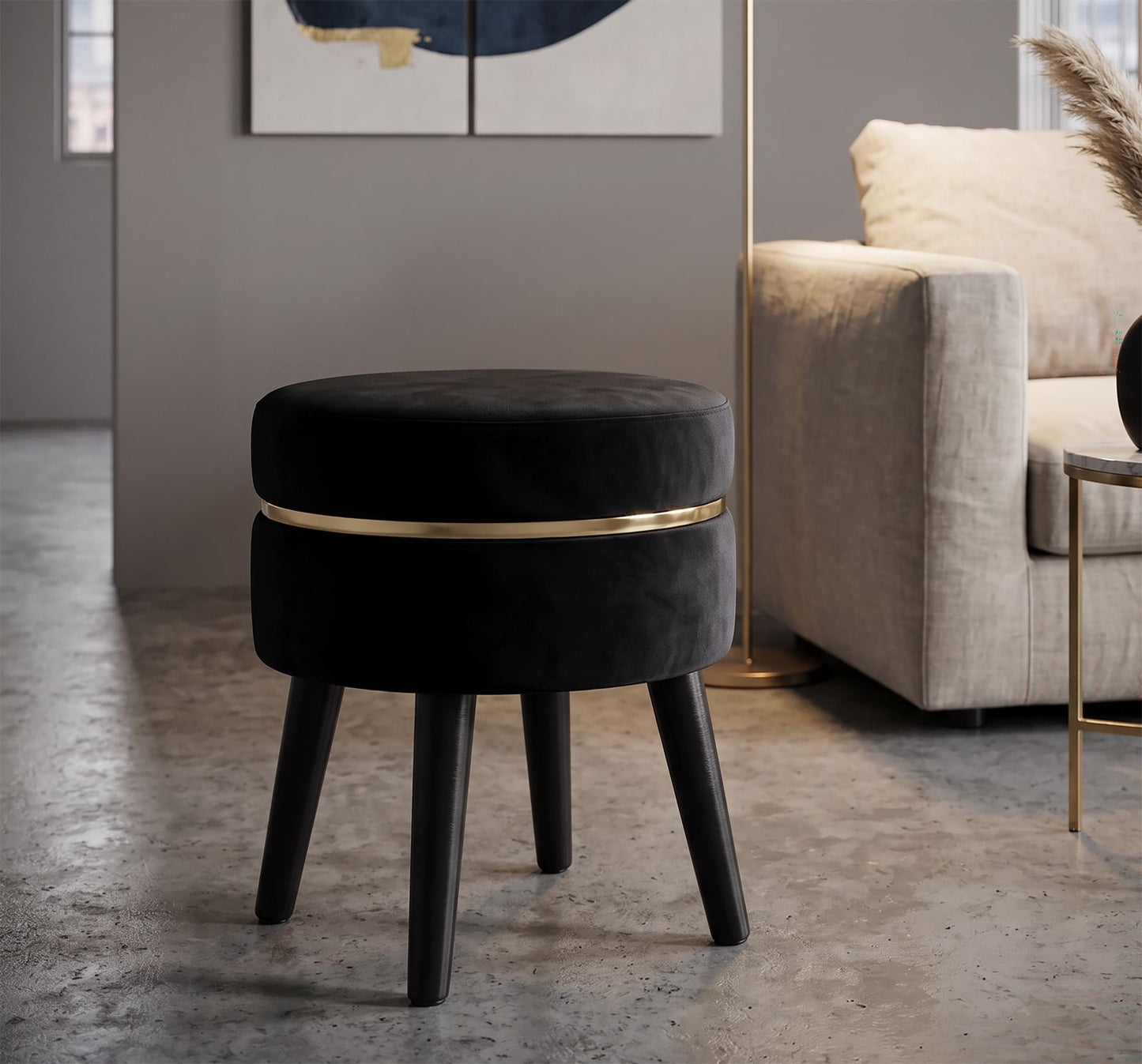 Kruk Paris Black Ø 35×40,5 cm