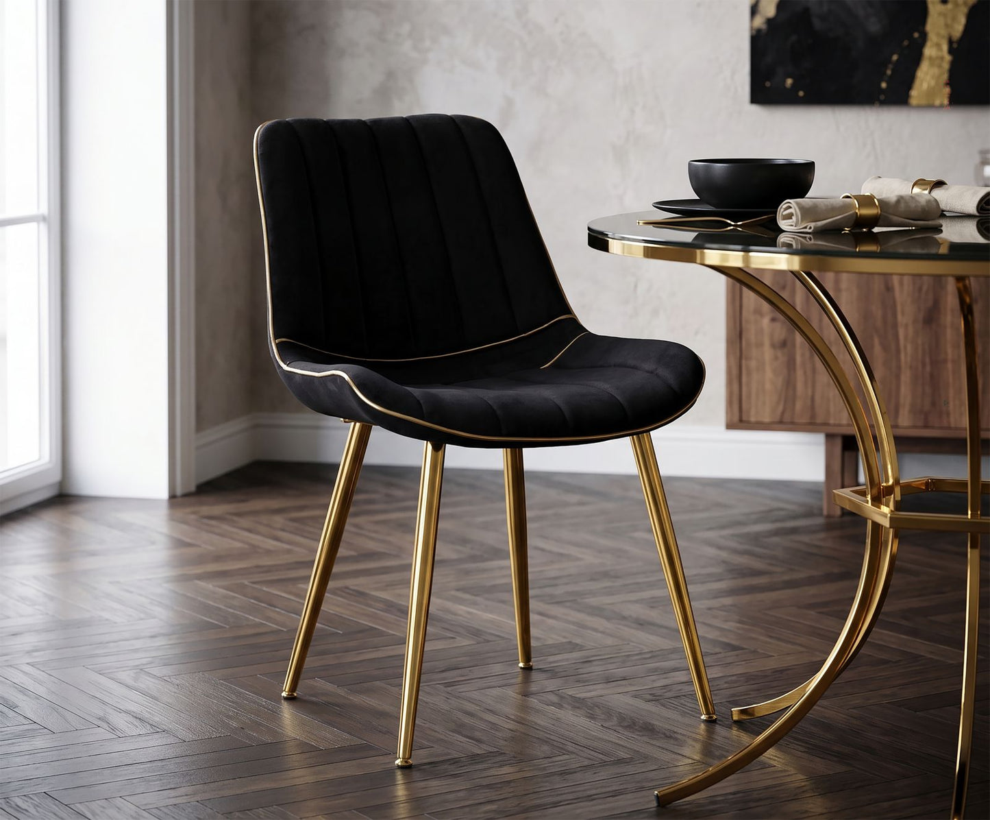 Stoel Paris Nera/gold Set 2 Pcs 51×59×79 cm