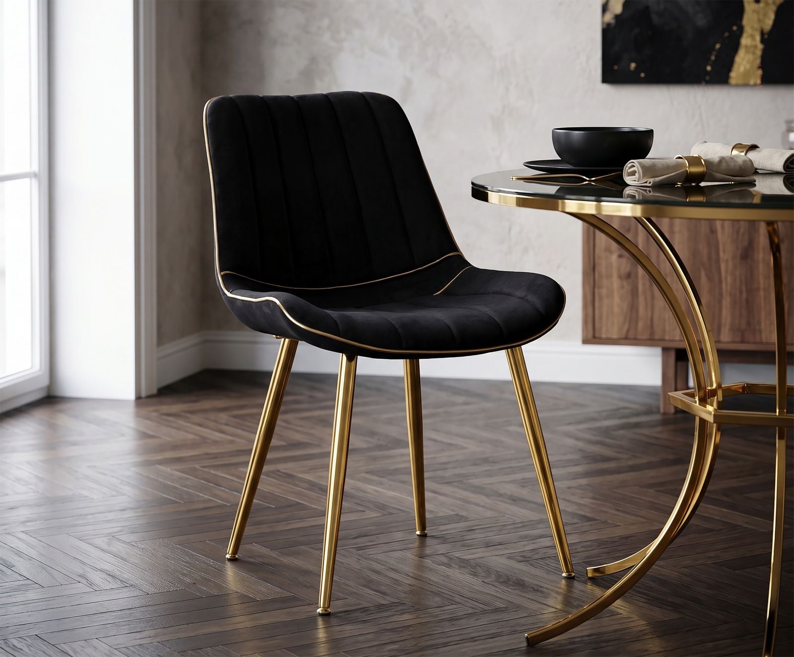 Stoel Paris Nera/gold Set 2 Pcs 51×59×79 cm