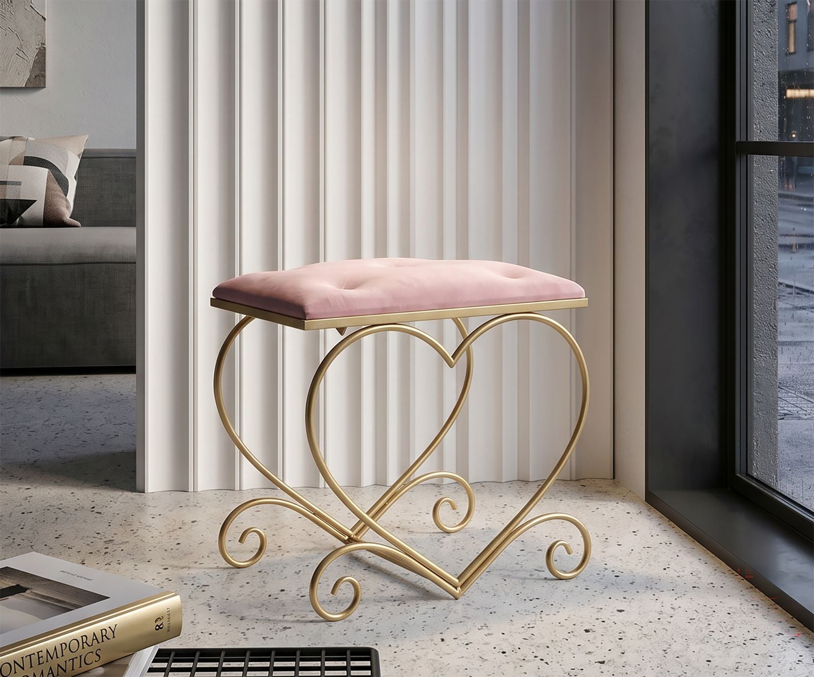 Kruk Heart Rosa 50×37,5×51,5 cm