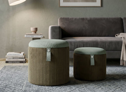 Opbergkruk Puff With Storage Bolzano Green Set 2 Pcs Ø 38×38 cm