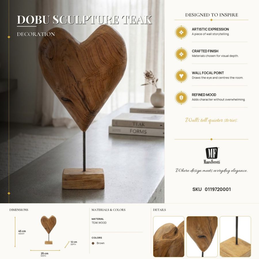 Decoratie Dobu Sculpture Teak 25×12×45 cm