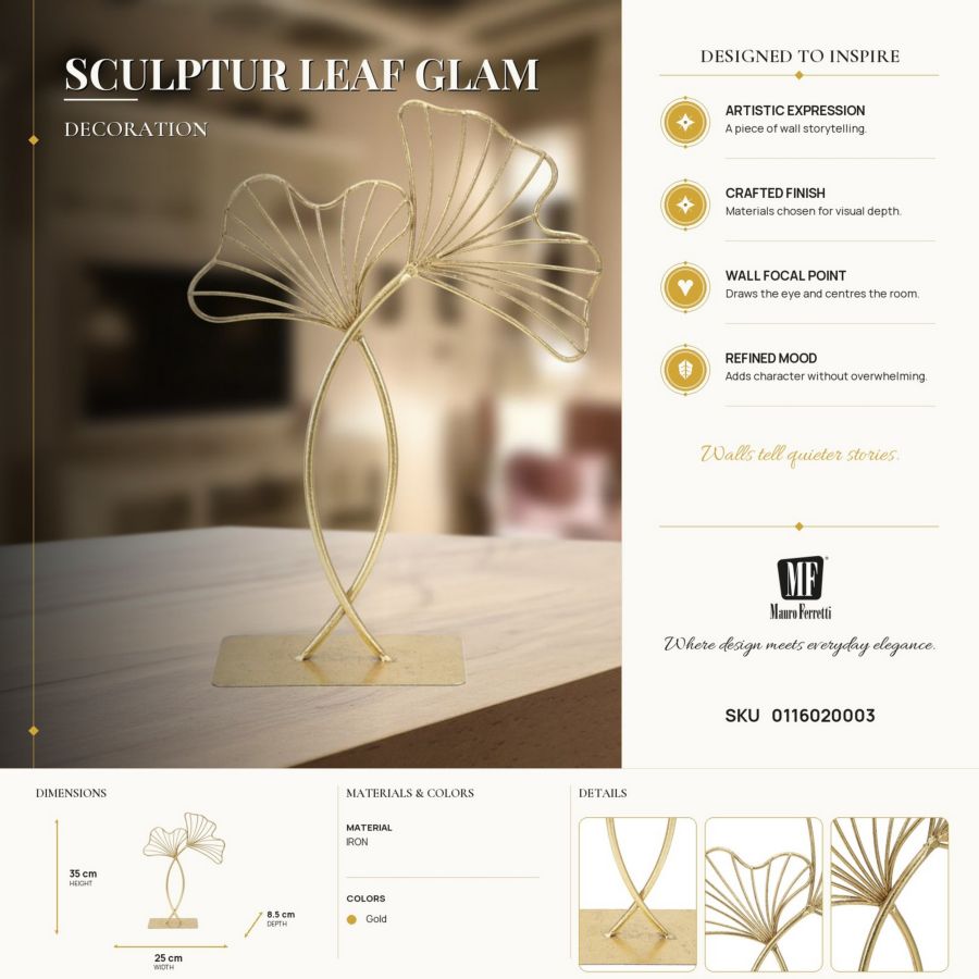 Sculptuur Leaf Glam 25×8,5×35 cm