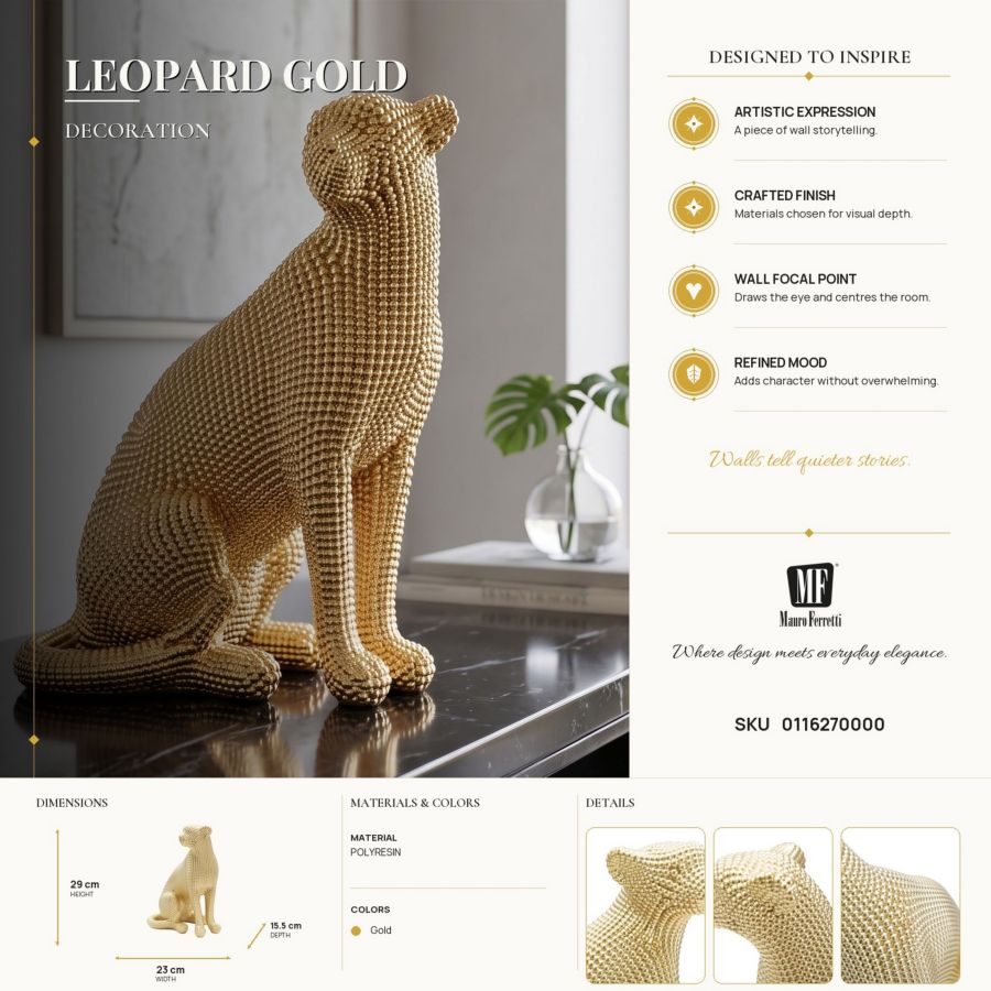 Decoratie Leopard Gold 23×15,5×29 cm