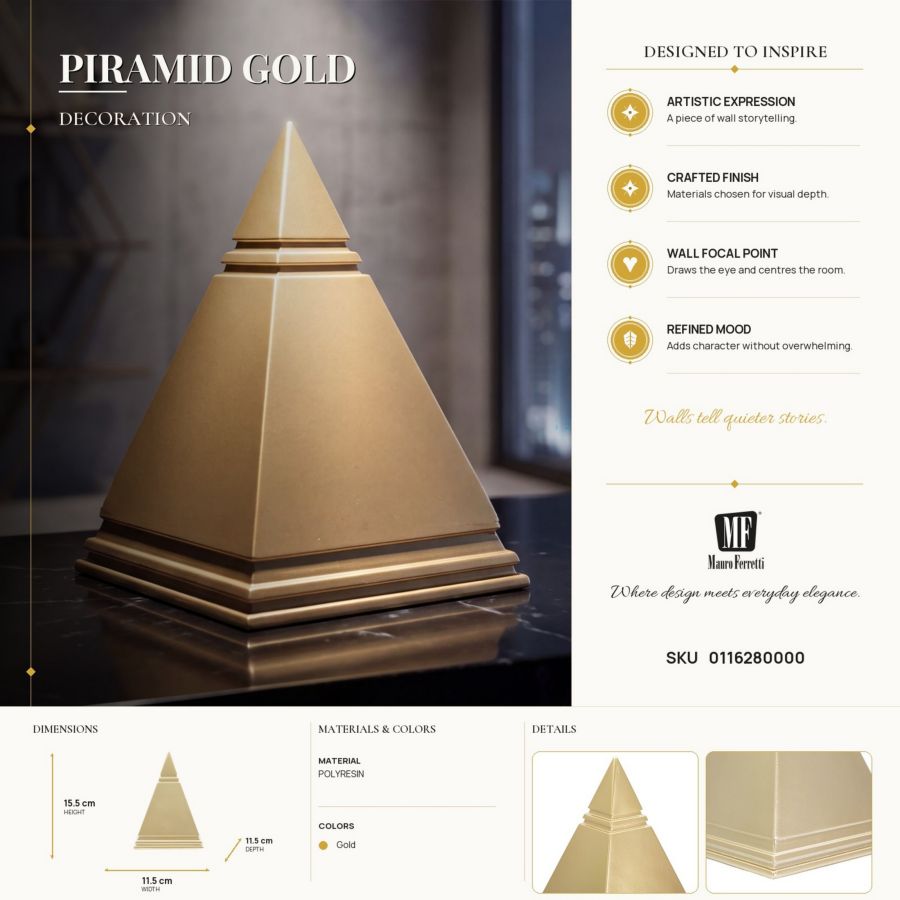 Decoratie Piramid Gold 11,5×11,5×15,5 cm