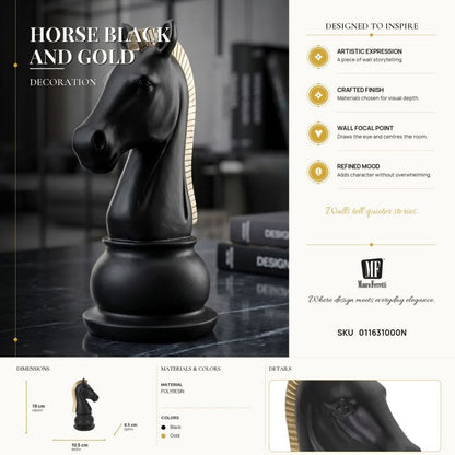 Decoratie Horse Black & Gold 10,5×8,5×19 cm