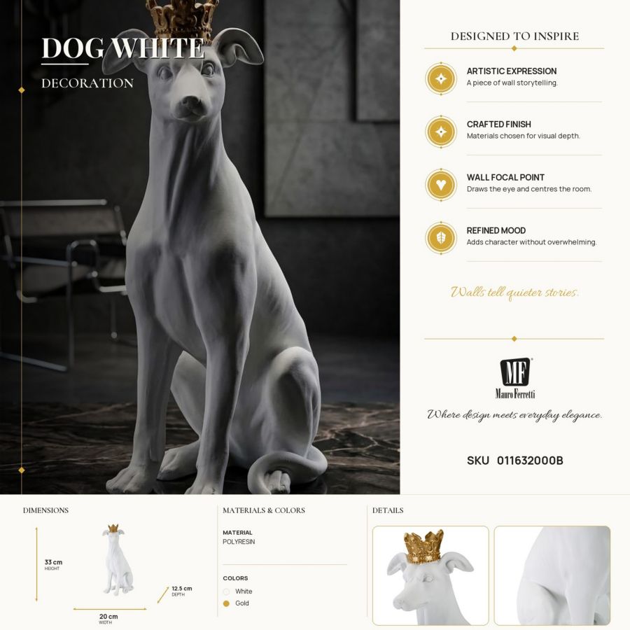 Decoratie Dog White 20×12,5×33 cm