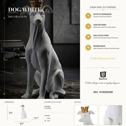 Decoratie Dog White 20×12,5×33 cm