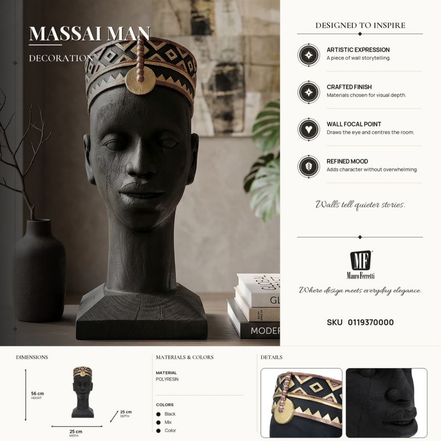 Decoratie Massai Man 25×25×56 cm
