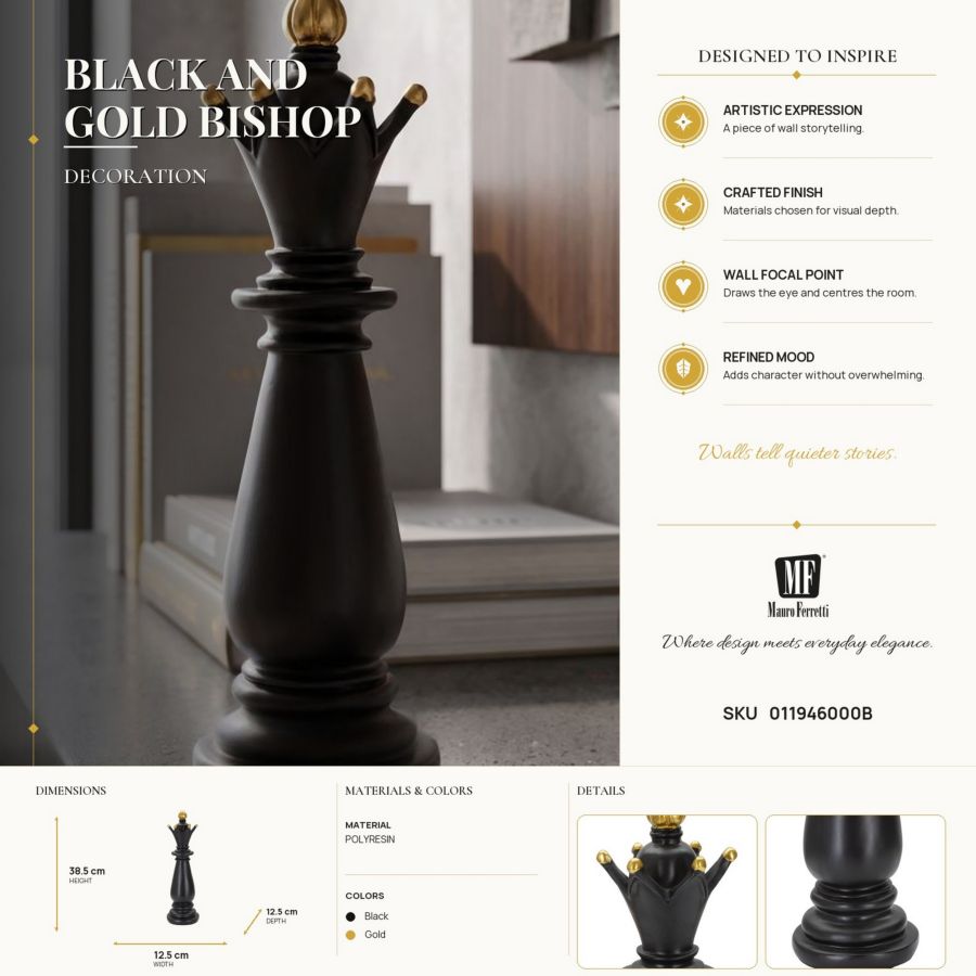 Decoratie Black & Gold Bishop Ø 12,5×38,5 cm