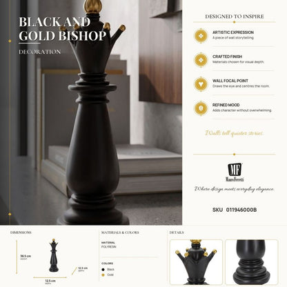 Decoratie Black & Gold Bishop Ø 12,5×38,5 cm