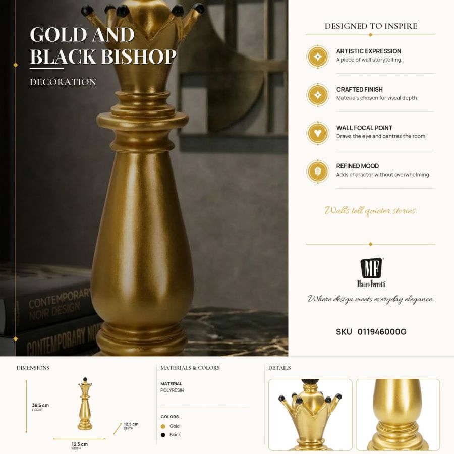 Decoratie Gold & Black Bishop Ø 12,5×38,5 cm