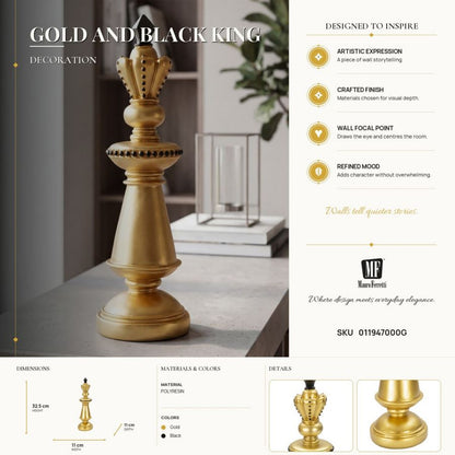 Decoratie Gold & Black King Ø 11×32,5 cm