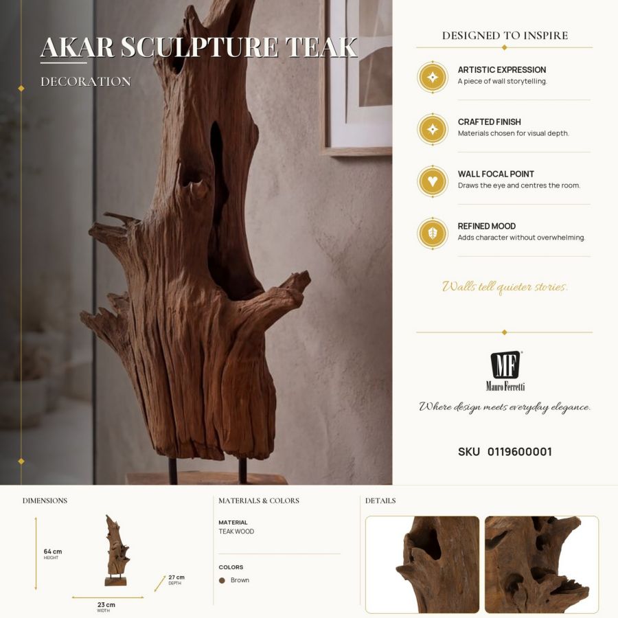 Decoratie Akar Sculpture Teak 23×27×64 cm