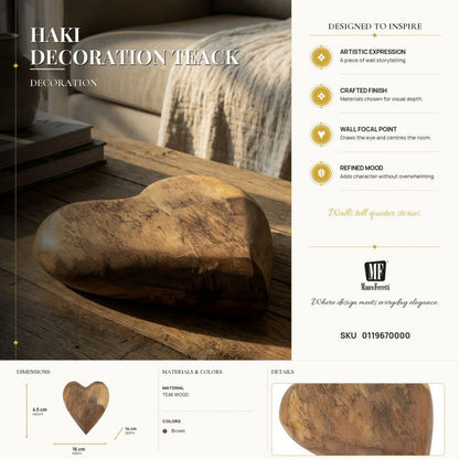 Decoratie Haki Decoration Teack 16×14×4,5 cm
