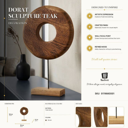Decoratie Dorat Sculpture Teak 35×10×58 cm