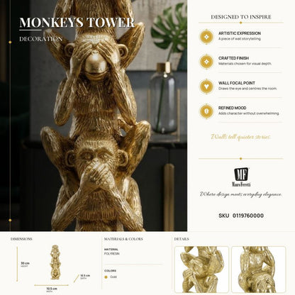 Decoratie Monkeys Tower Ø 10,5×30 cm