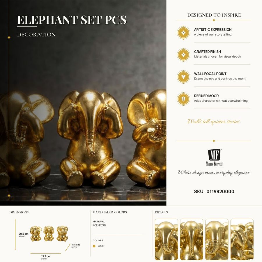 Decoratie Elephant Set 3 Pcs Ø 15,5×20,5 cm