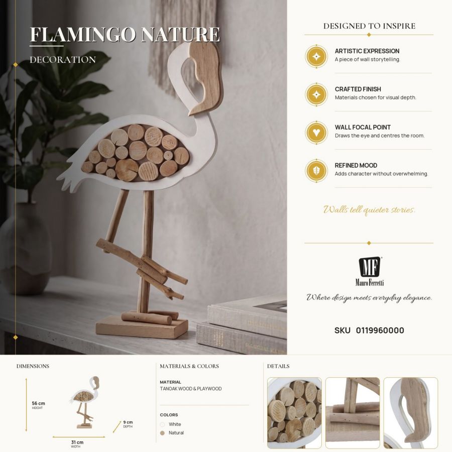 Decoratie Flamingo Nature 31×9×56 cm