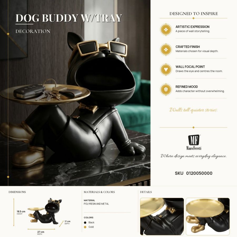 Decoratie Dog Buddy W/tray 27×17×18,5 cm