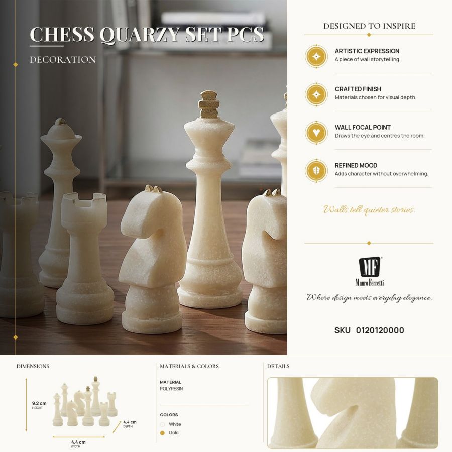 Decoratie Chess Quarzy Set 8 Pcs Assorted Ø 4,4×9,2 cm