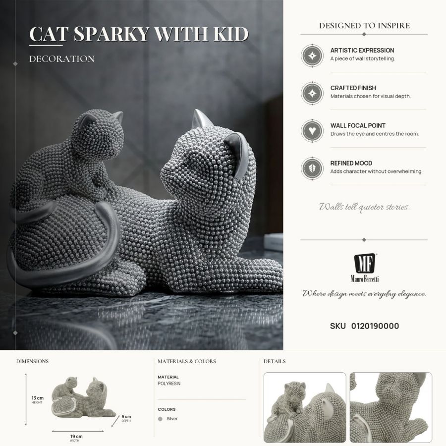 Decoratie Cat Sparky With Kid 19×9×13 cm