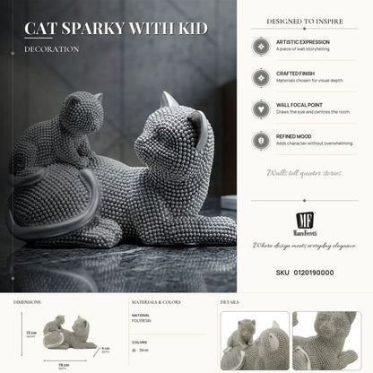 Decoratie Cat Sparky With Kid 19×9×13 cm