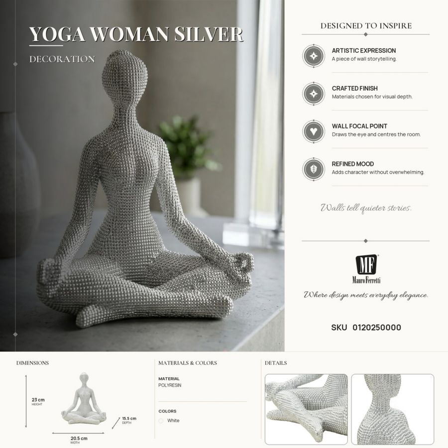 Decoratie Yoga Woman Silver 20,5×15,5×23 cm