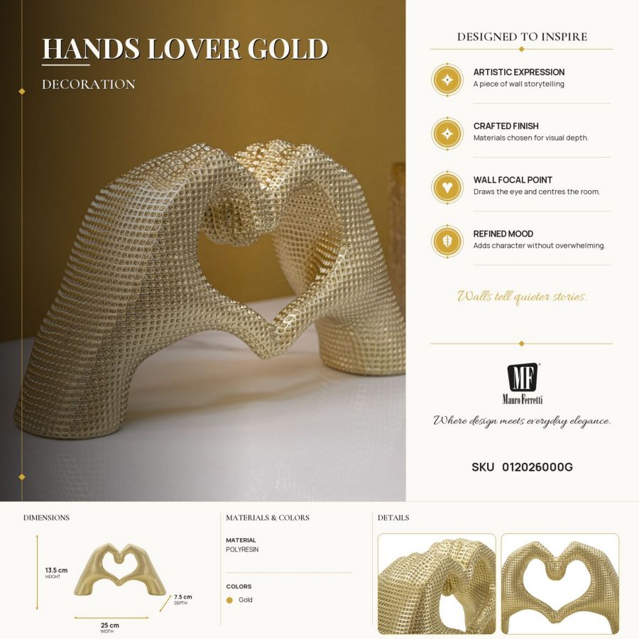 Decoratie Hands Lover Gold 25×7,5×13,5 cm
