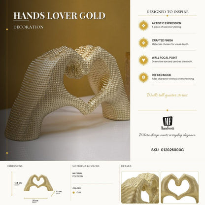 Decoratie Hands Lover Gold 25×7,5×13,5 cm